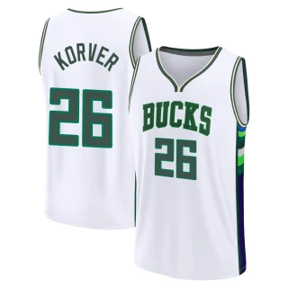 Youth Kyle Korver Milwaukee Bucks White Fast Break 2021/22 Replica City Edition Jersey