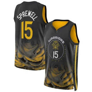 Youth Latrell Sprewell Golden State Warriors Gold Swingman Black 2022/23 City Edition Jersey