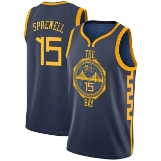 Youth Latrell Sprewell Golden State Warriors Gold Swingman Navy 2018/19 Jersey - City Edition