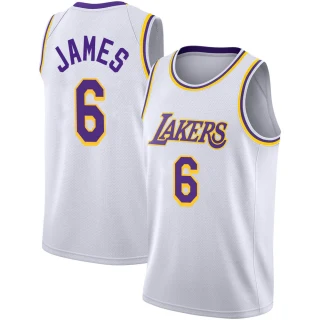 Youth LeBron James Los Angeles Lakers White Swingman 2020/21 Jersey - Association Edition