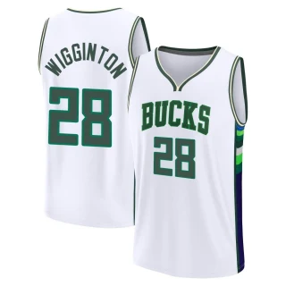 Youth Lindell Wigginton Milwaukee Bucks White Fast Break 2021/22 Replica City Edition Jersey