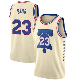 Youth Louis King Philadelphia 76ers Cream Swingman 2020/21 Jersey - Earned Edition