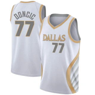 Youth Luka Doncic Dallas Mavericks White Swingman 2020/21 Jersey - City Edition