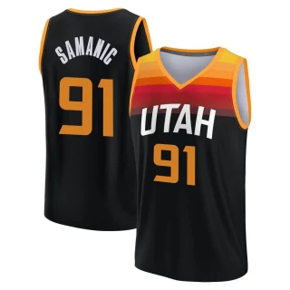 Youth Luka Samanic Utah Jazz Black Fast Break 2021/22 Replica City Edition Jersey