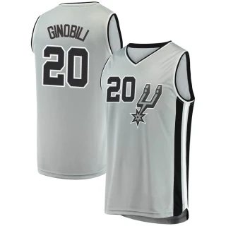 Youth Manu Ginobili San Antonio Spurs Fast Break Silver Jersey - Statement Edition