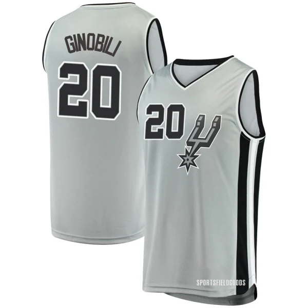 Youth Manu Ginobili San Antonio Spurs Fast Break Silver Jersey - Statement Edition