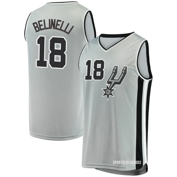 Youth Marco Belinelli San Antonio Spurs Fast Break Silver Jersey - Statement Edition