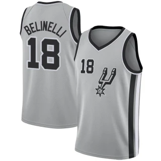 Youth Marco Belinelli San Antonio Spurs Swingman Silver Jersey - Statement Edition