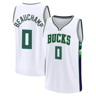 Youth MarJon Beauchamp Milwaukee Bucks White Fast Break 2021/22 Replica City Edition Jersey