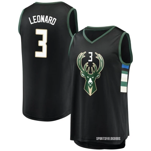 Youth Meyers Leonard Milwaukee Bucks Black Fast Break Jersey - Statement Edition