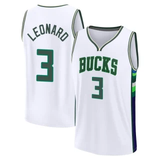 Youth Meyers Leonard Milwaukee Bucks White Fast Break 2021/22 Replica City Edition Jersey