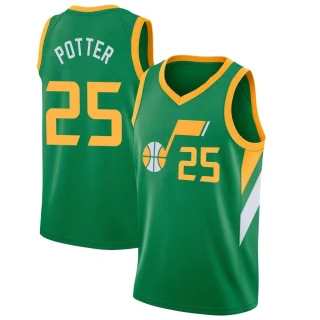 Youth Micah Potter Utah Jazz Green Swingman 2020/21 Jersey - Earned Edition