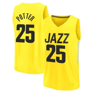 Youth Micah Potter Utah Jazz Yellow Fast Break 2022/23 City Edition Jersey