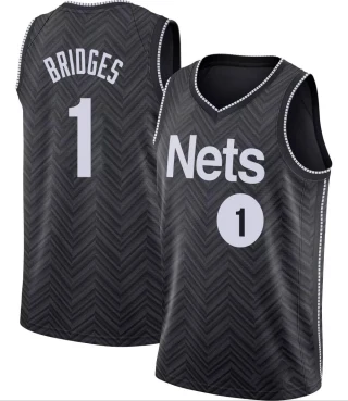 Youth Mikal Bridges Brooklyn Nets Black Swingman 2020/21 Jersey - Earned Edition