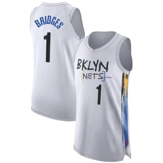 Youth Mikal Bridges Brooklyn Nets White Authentic 2022/23 City Edition Jersey