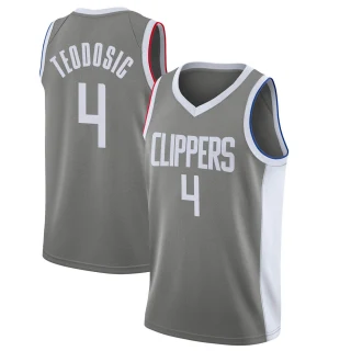 Youth Milos Teodosic Los Angeles Clippers Gray Swingman 2020/21 Jersey - Earned Edition