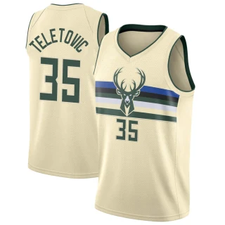 Youth Mirza Teletovic Milwaukee Bucks Cream Swingman Jersey - City Edition