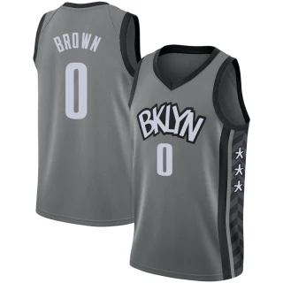 Youth Moses Brown Brooklyn Nets Brown Swingman Jordan Brand Gray 2020/21 Jersey - Statement Edition