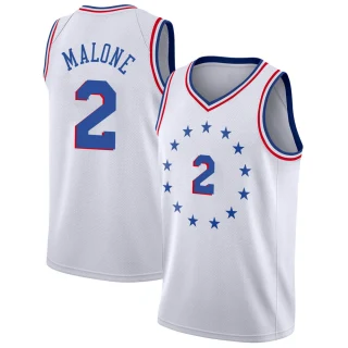 Youth Moses Malone Philadelphia 76ers White Swingman 2018/19 Jersey - Earned Edition