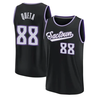 Youth Neemias Queta Sacramento Kings Black Fast Break 2021/22 Replica City Edition Jersey