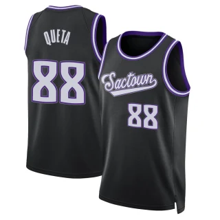 Youth Neemias Queta Sacramento Kings Black Swingman 2021/22 Icon Edition Jersey