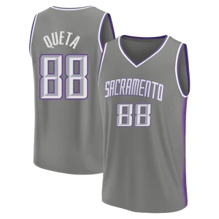 Youth Neemias Queta Sacramento Kings Gray Fast Break 2022/23 City Edition Jersey