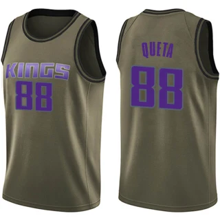 Youth Neemias Queta Sacramento Kings Green Swingman Salute to Service Jersey
