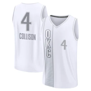 Youth Nick Collison Oklahoma City Thunder White Fast Break 2021/22 Replica City Edition Jersey