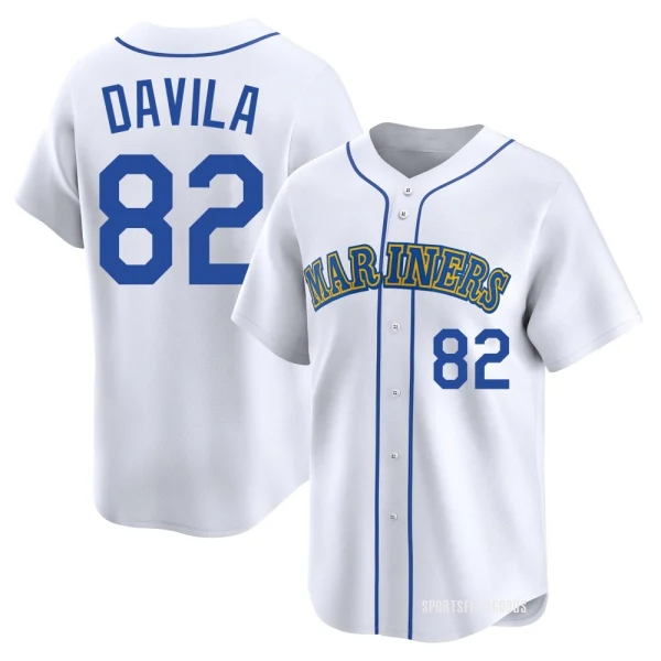 Youth Nick Davila Seattle Mariners White Limited Throwback Cooperstown Collection Jersey