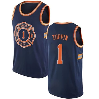 Youth Obi Toppin New York Knicks Navy Blue Authentic Jersey - City Edition