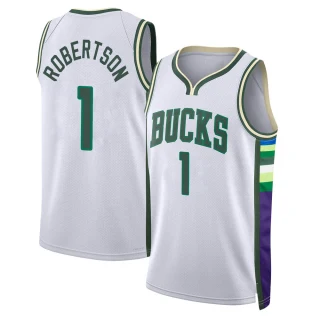 Youth Oscar Robertson Milwaukee Bucks White Swingman 2021/22 City Edition Jersey
