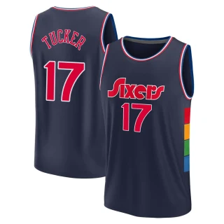 Youth P.J. Tucker Philadelphia 76ers Navy Fast Break 2021/22 Replica City Edition Jersey