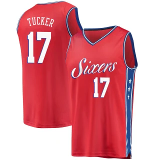 Youth P.J. Tucker Philadelphia 76ers Red Fast Break Jersey - Statement Edition