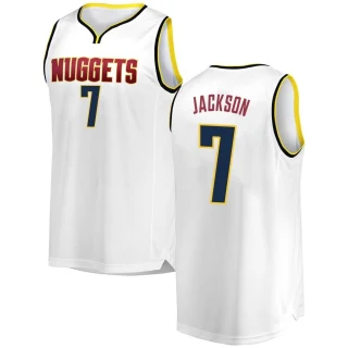 Youth Reggie Jackson Denver Nuggets White Fast Break 2018/19 Jersey - Association Edition