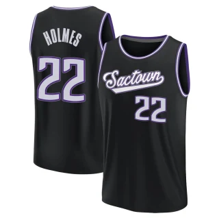 Youth Richaun Holmes Sacramento Kings Black Fast Break 2021/22 Replica City Edition Jersey