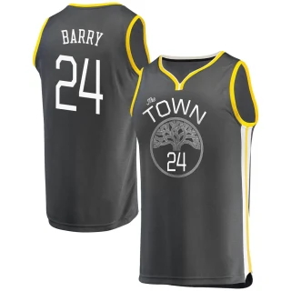 Youth Rick Barry Golden State Warriors Gold Fast Break Charcoal Jersey - Statement Edition