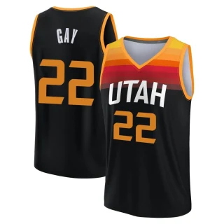 Youth Rudy Gay Utah Jazz Black Fast Break 2021/22 Replica City Edition Jersey