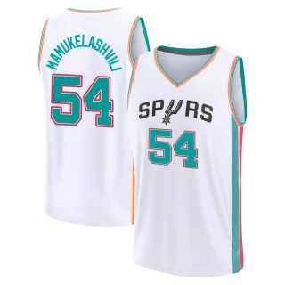 Youth Sandro Mamukelashvili San Antonio Spurs White Fast Break 2021/22 Replica City Edition Jersey