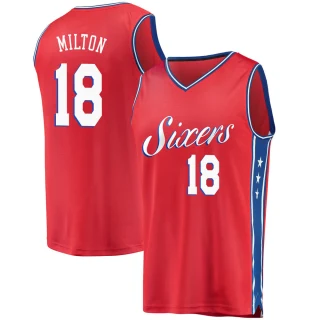 Youth Shake Milton Philadelphia 76ers Red Fast Break Jersey - Statement Edition