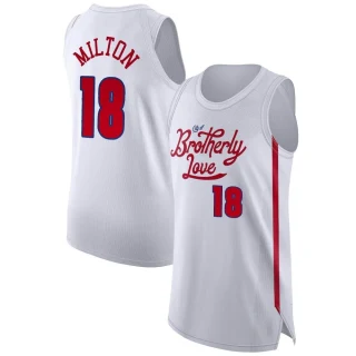 Youth Shake Milton Philadelphia 76ers White Authentic 2022/23 City Edition Jersey