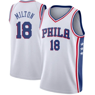 Youth Shake Milton Philadelphia 76ers White Swingman Jersey - Association Edition