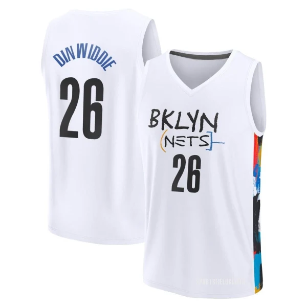 Youth Spencer Dinwiddie Brooklyn Nets White Fast Break 2022/23 City Edition Jersey