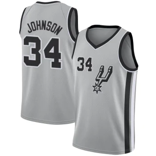 Youth Stanley Johnson San Antonio Spurs Swingman Silver Jersey - Statement Edition