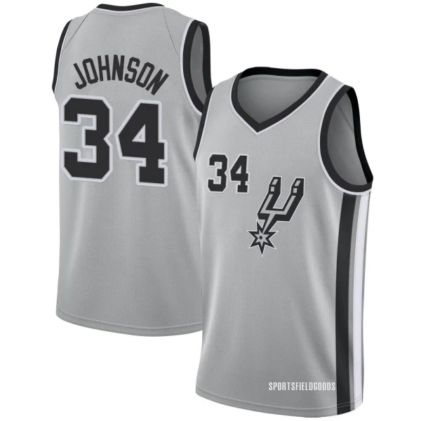 Youth Stanley Johnson San Antonio Spurs Swingman Silver Jersey - Statement Edition