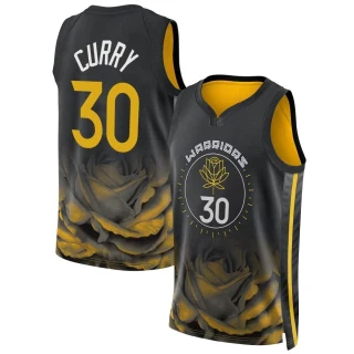 Youth Stephen Curry Golden State Warriors Gold Swingman Black 2022/23 City Edition Jersey
