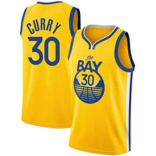 Youth Stephen Curry Golden State Warriors Gold Swingman Yellow 2019/20 Jersey - Statement Edition