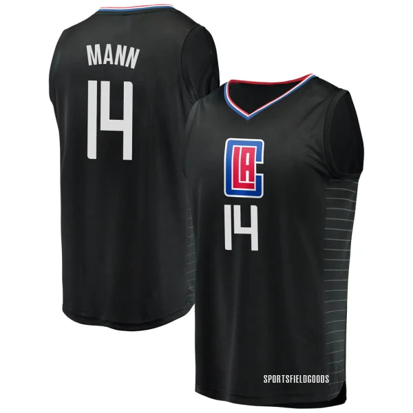 Youth Terance Mann Los Angeles Clippers Black Fast Break Jersey - Statement Edition