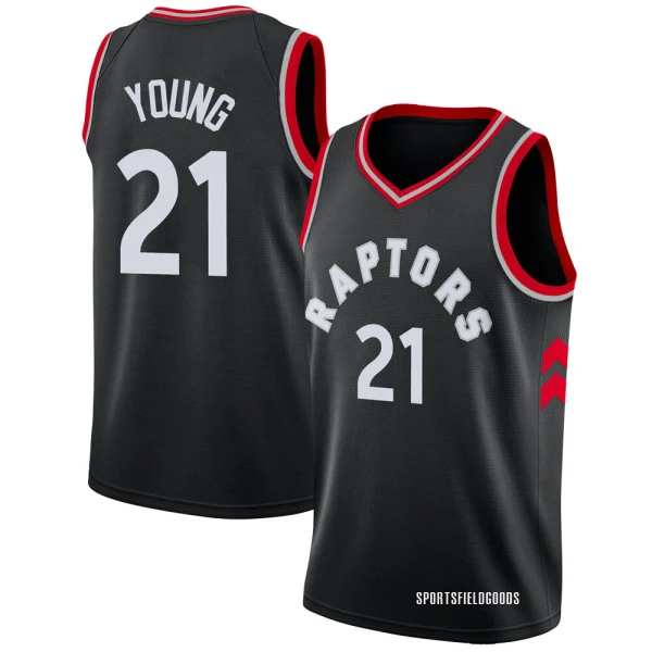 Youth Thaddeus Young Toronto Raptors Black Swingman Jersey - Statement Edition