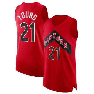 Youth Thaddeus Young Toronto Raptors Red Authentic 2020/21 Jersey - Icon Edition