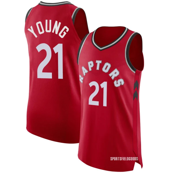 Youth Thaddeus Young Toronto Raptors Red Authentic Jersey - Icon Edition